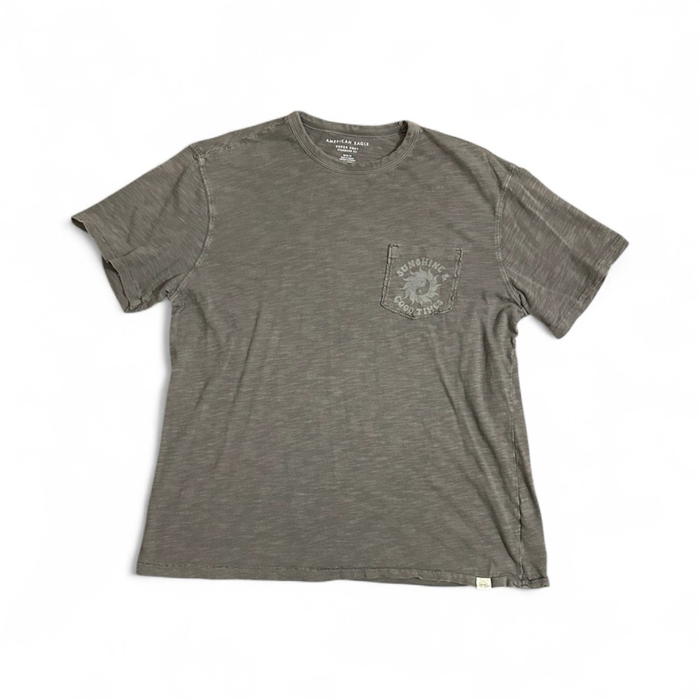 American Eagle Outfitters Charcoal Tee with Pocket Graphic